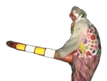 Yucko the clown pretends a traffic cone is his penis and masturbates furiously.